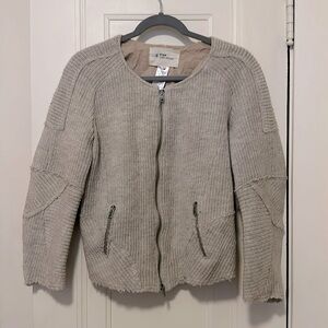 Etíope Isabel Marant Moto-style cream zip-up wool cardigan jacket, Sz 1